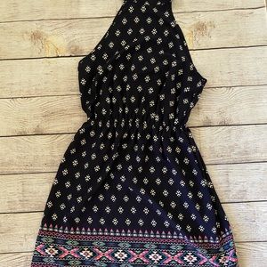 Aqua Strappy Geometric Print Dress